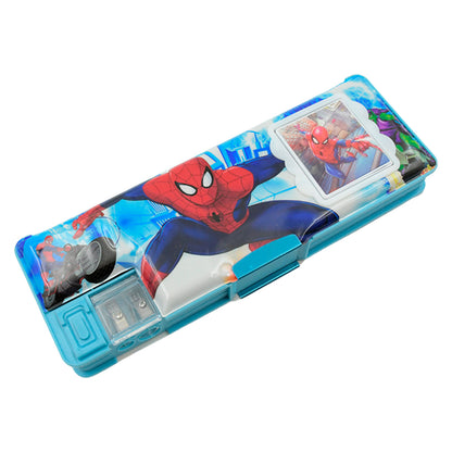 Wukusy 4260 Art Stationery cartoon geometry box with inbuilt calculator, dual sharpener, open design, plastic pencil box for boys and girls