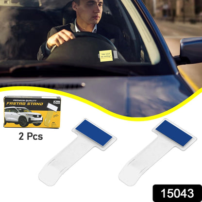 Wukusy transparent windscreen cardholder and Fastag stand, 2-piece set for car ticket and Fastag organization
