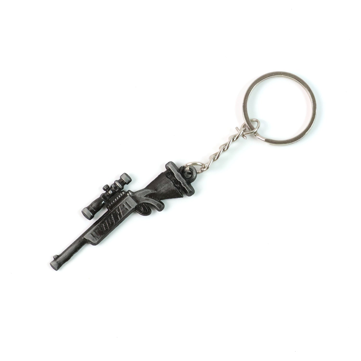 Wukusy premium metal rifle-shaped keychain featuring a detailed gun design, ideal for key organization or as a collectible accessory.