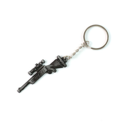 Wukusy premium metal rifle-shaped keychain featuring a detailed gun design, ideal for key organization or as a collectible accessory.