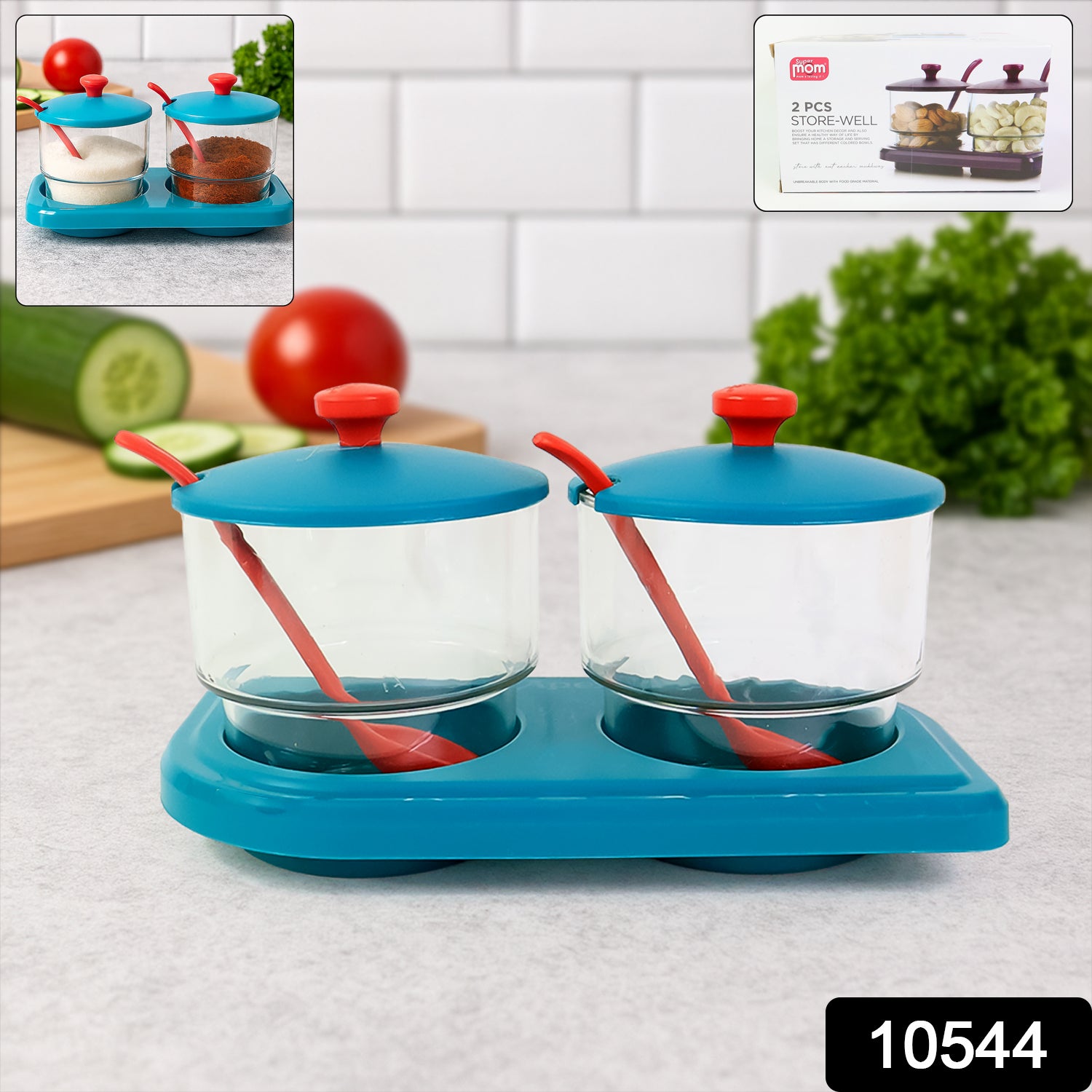Wukusy Supermom Storewell 2-piece spice and condiment container set for kitchen storage and organization.