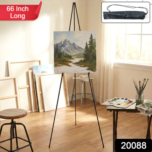 Wukusy 66-inch adjustable metal tripod easel stand with carry bag, suitable for art displays or presentations.