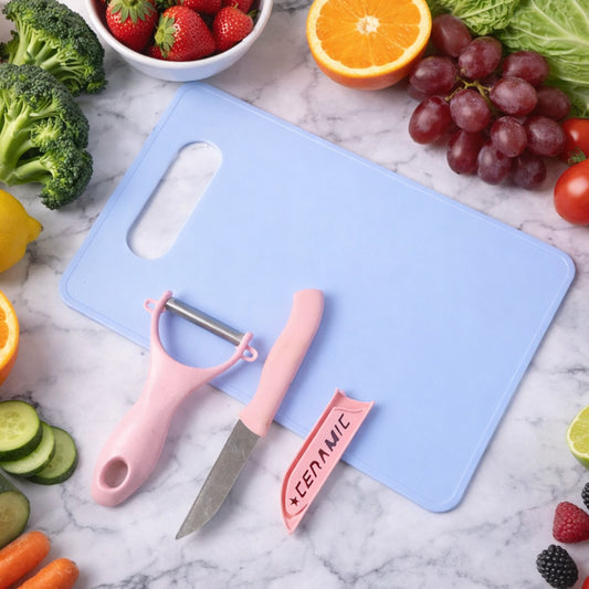 Wukusy 3-in-1 multipurpose kitchen cutting board set with separate sections for fruits and vegetables, made of durable materials.