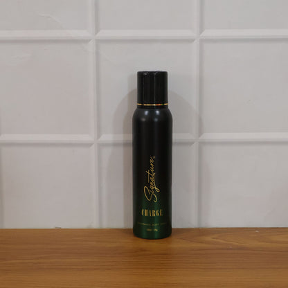 Wukusy Signature Premium Charge fragrance body spray 150ml bottle with sleek design on a neutral background