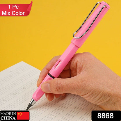 Wukusy 8868 2-in-1 everlasting inkless pencil with replaceable head, eraser, and portable design for kids' art and stationary use.