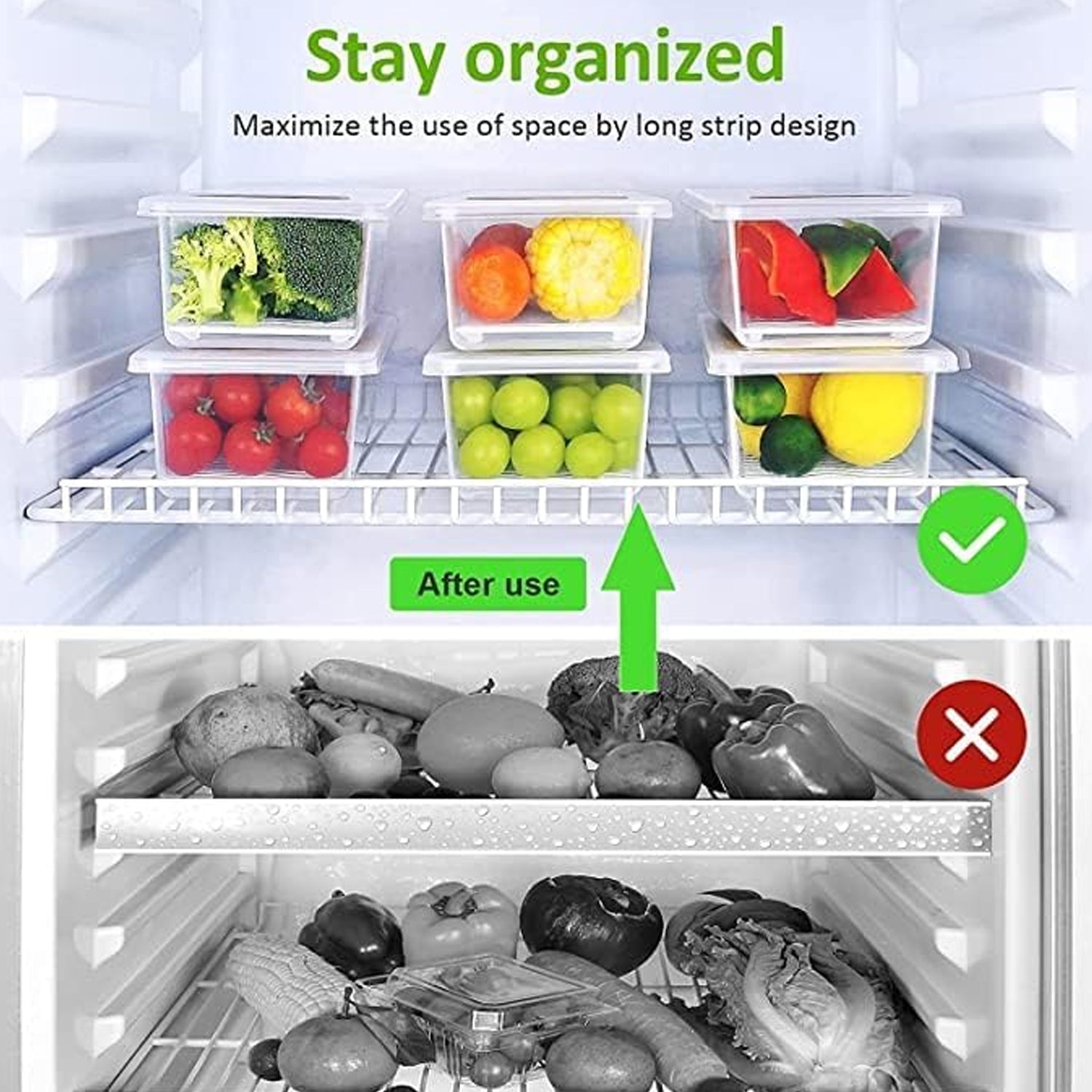 Six Wukusy vegetable and fruit freezer storage containers, 1500ml capacity, with clear lids for freshness and organization.