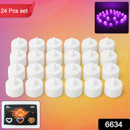 Set of 24 Wukusy flameless LED tealights in smokeless plastic, ideal for home decor and safe candlelight ambiance