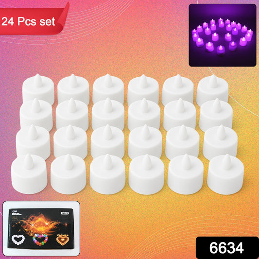 Set of 24 Wukusy flameless LED tealights in smokeless plastic, ideal for home decor and safe candlelight ambiance