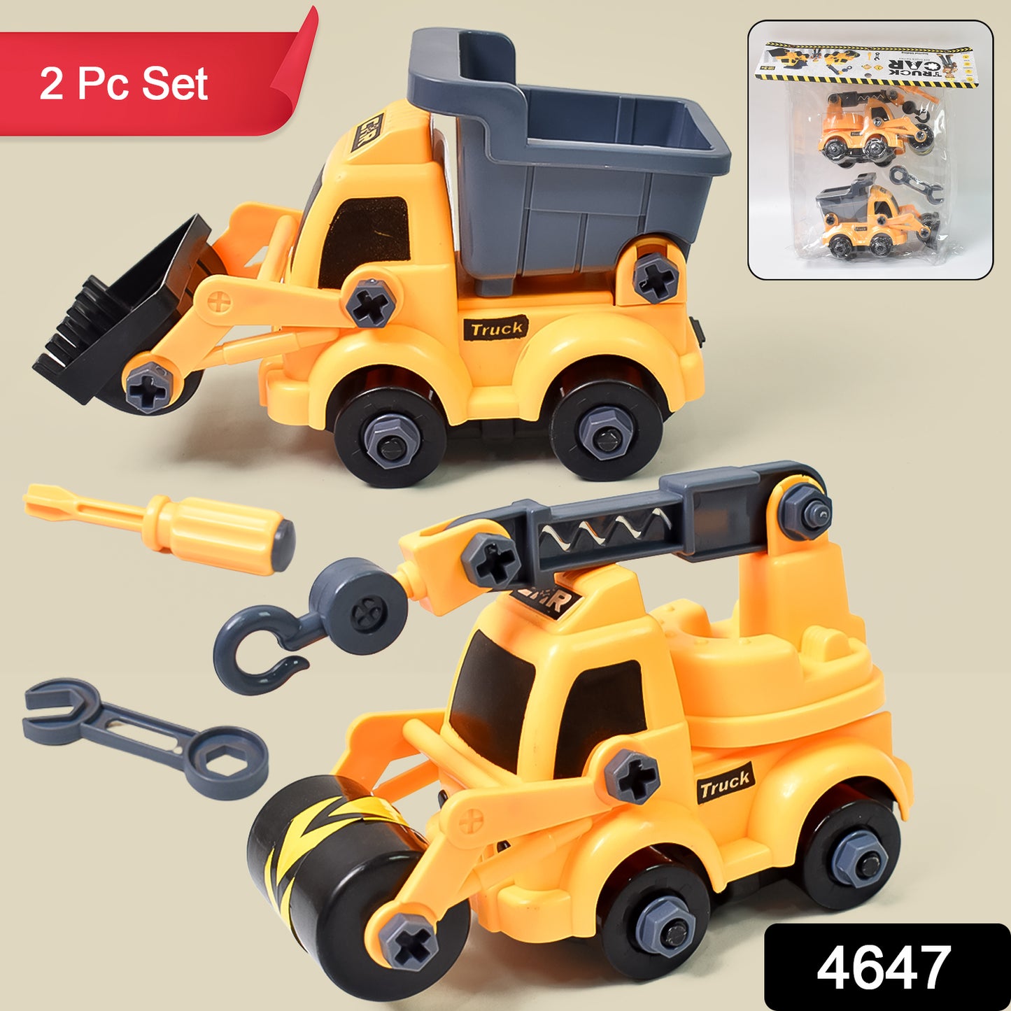 Wukusy engineering toy set featuring two vehicle models with nut assembly parts for children’s DIY car building play.