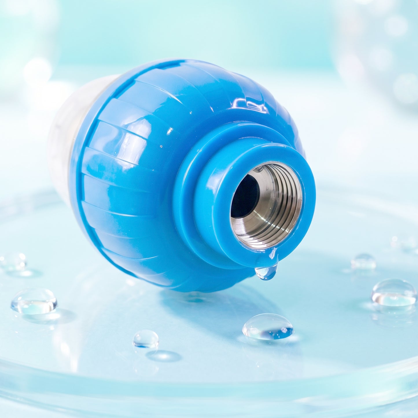 Wukusy hard water shower filter with multi-layer purification installed in a bathroom shower head for cleaner water.