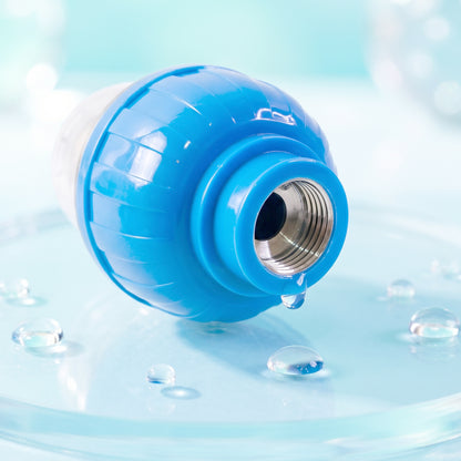 Wukusy hard water shower filter with multi-layer purification installed in a bathroom shower head for cleaner water.