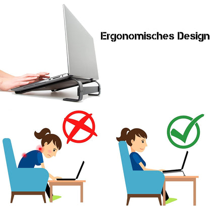 Wukusy fixed metal laptop stand for desk, 25-26 cm, with a sleek design supporting laptops for improved workspace ergonomics