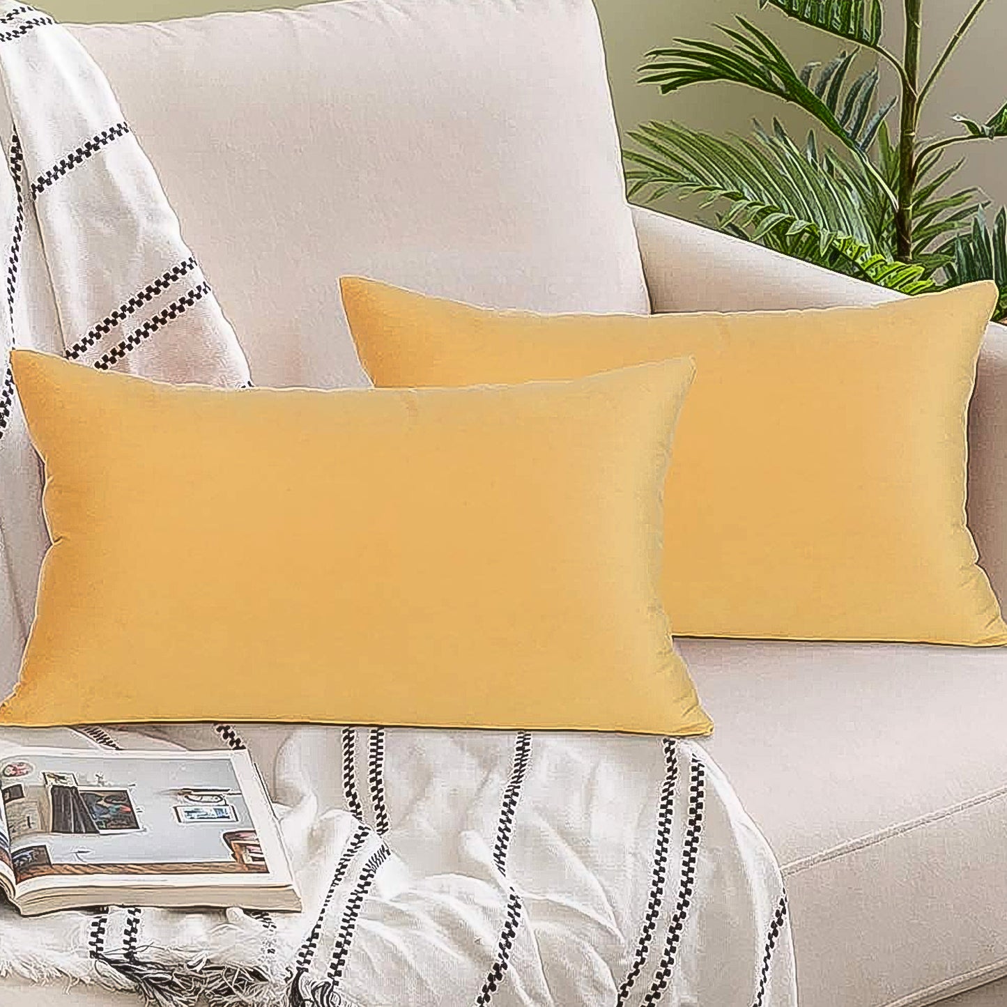 Soft Wukusy pillow cover for couch, 70x40 cm, single decorative home improvement pillow cover for sofa cushions.