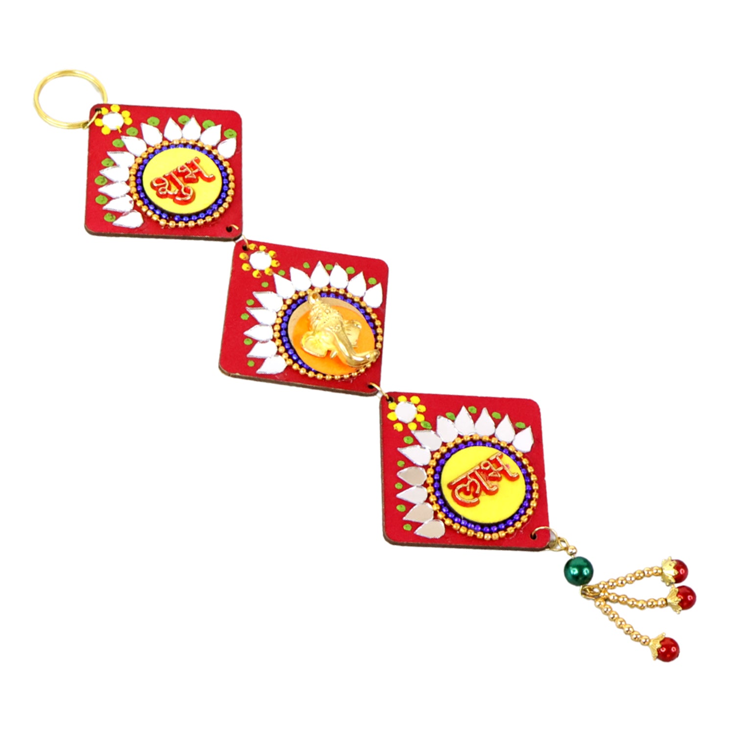 Traditional Wukusy Labh Shubh decorative wall hanging for home decor, featuring intricate designs and vibrant colors.