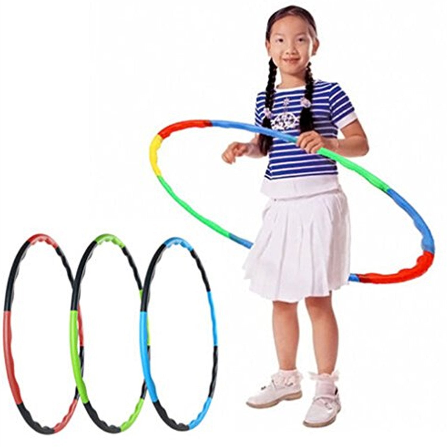 Wukusy 8020 Hoops Hula interlocking exercise ring for kids and adults, used for fitness and hula hoop activities.