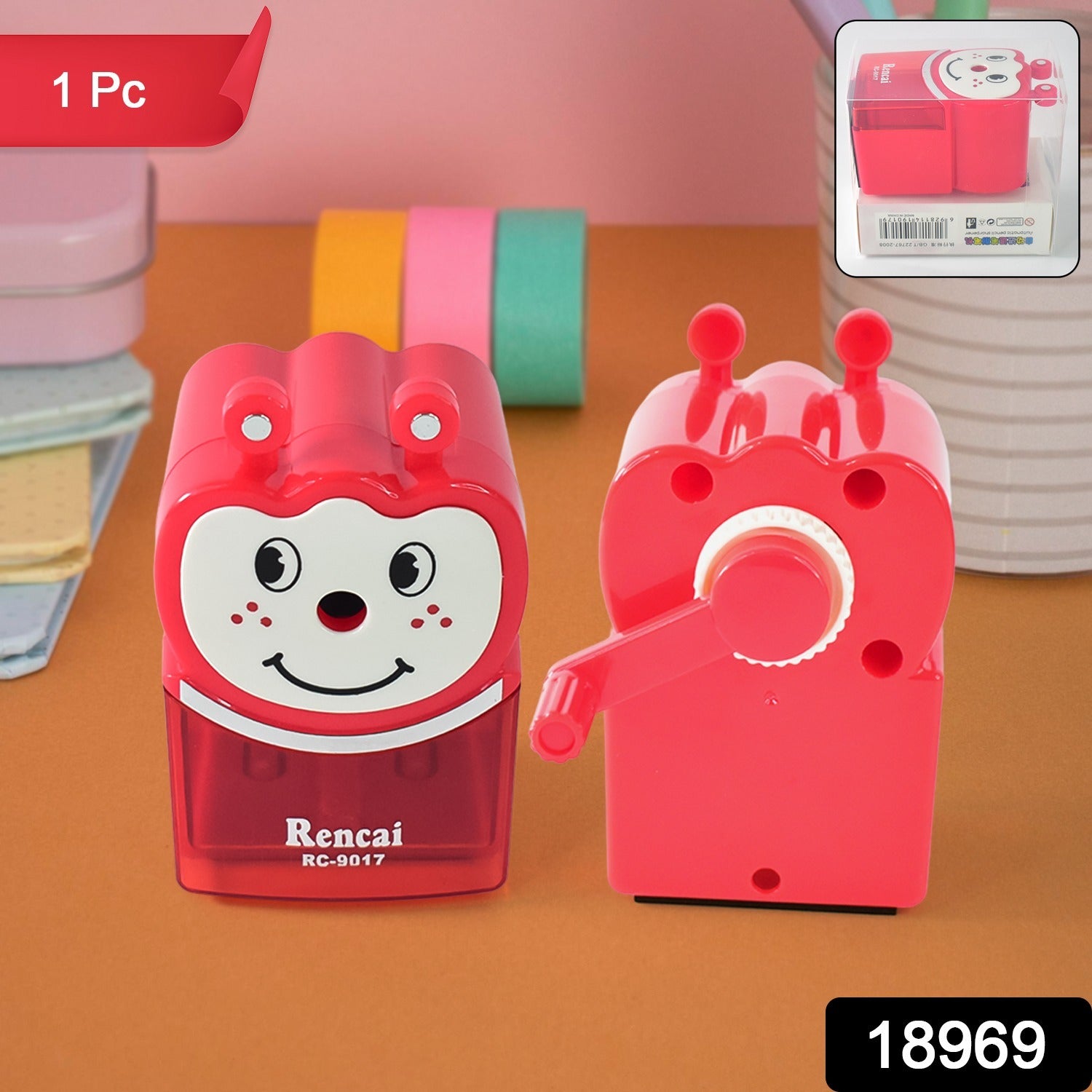 Animal-shaped cartoon pencil sharpener for kids by Wukusy, featuring colorful animal design, ideal for school and office use.