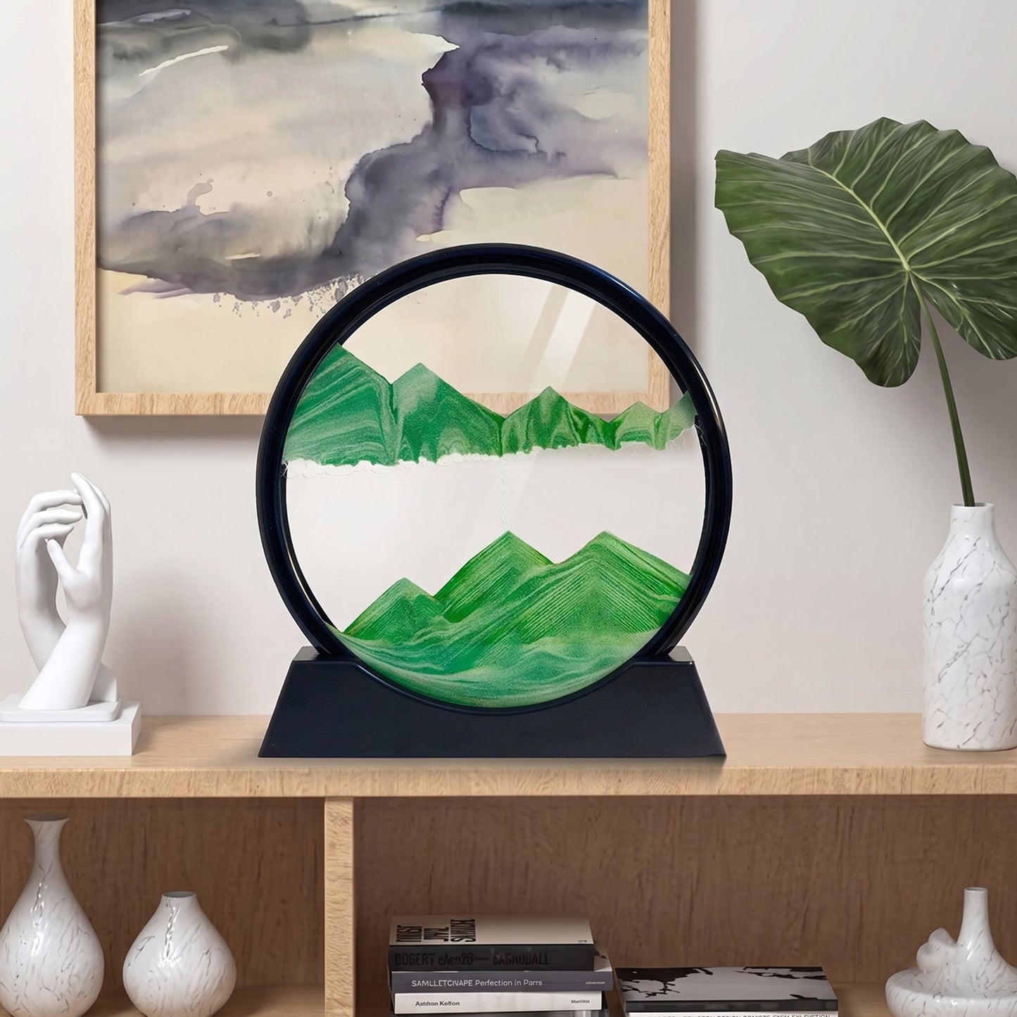 3d Moving Sand Art Round Frame With Stand For Home And Office Table Decor (1 Pc)