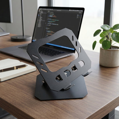 Wukusy foldable adjustable metal laptop stand with sleek design, supporting ergonomic positioning for laptops and desks