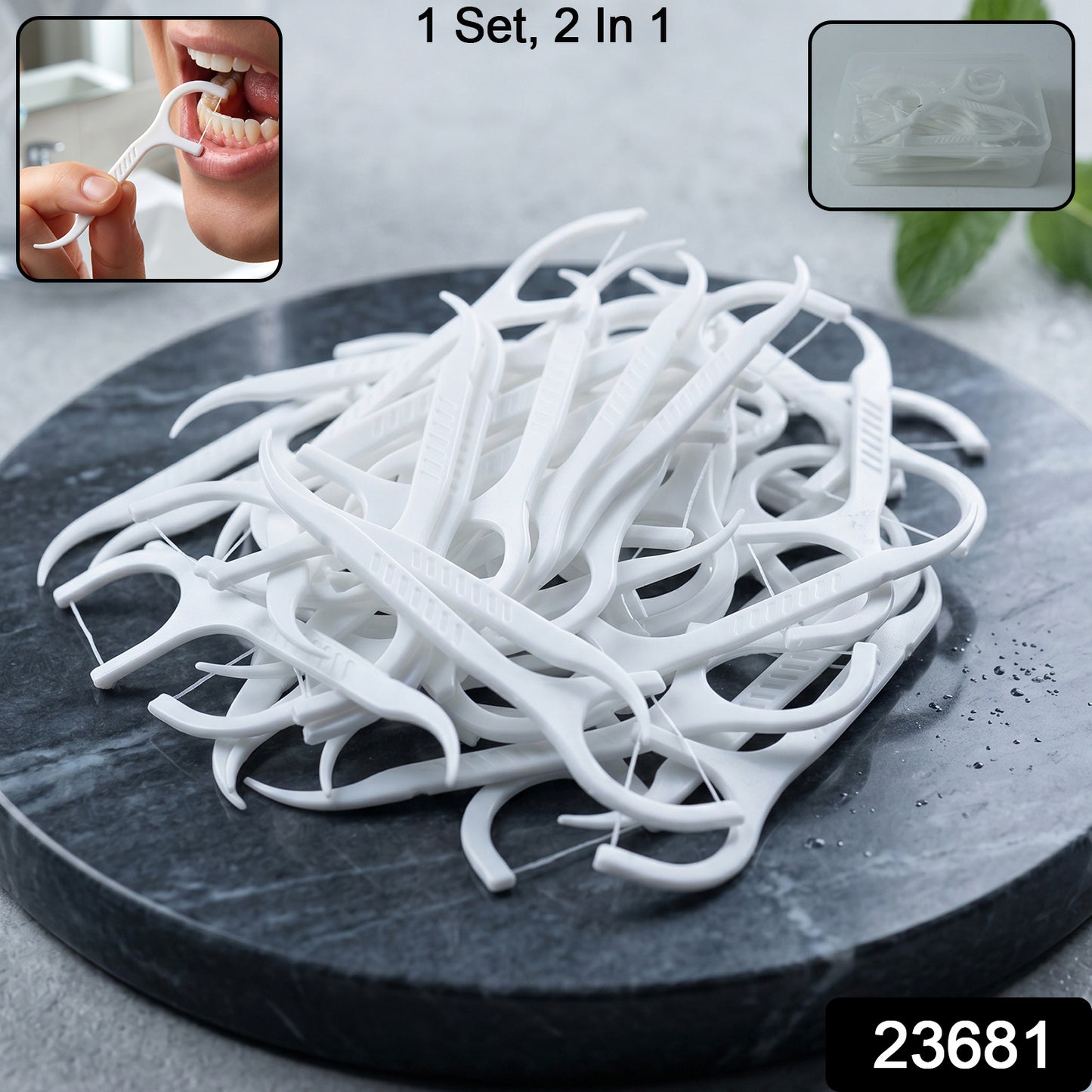 Wukusy 2-in-1 toothpick and dental floss sticks set with a storage box for effective teeth cleaning and oral hygiene.