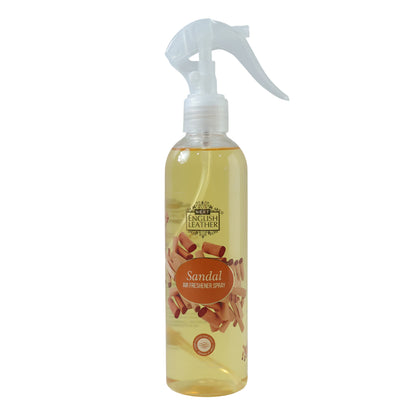 Wukusy sandal fragrance air freshener spray for home and office, 250 ml bottle with a sleek design and floral scent packaging
