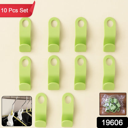 Set of 10 Wukusy multipurpose plastic hanger hooks for home organization and closet storage.