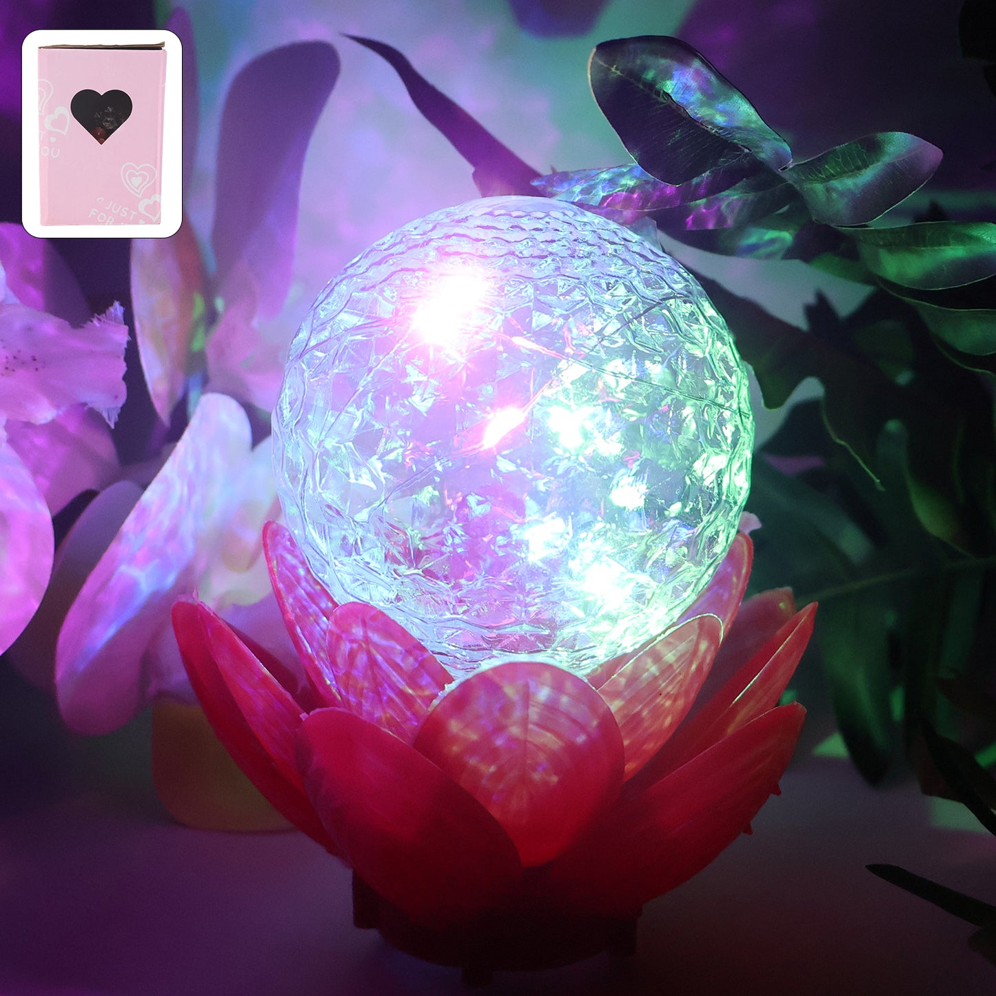 Wukusy Crystal Ball Lotus LED decorative light for home decor, featuring a glowing lotus-shaped crystal ball.
