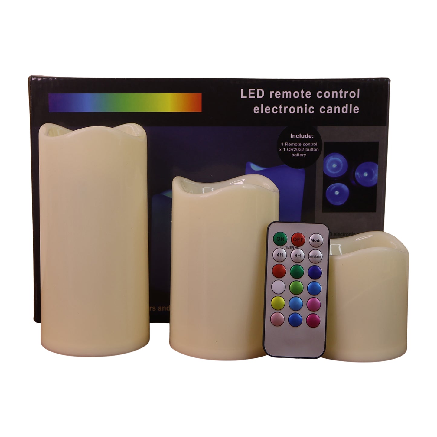 Wukusy premium 3-piece LED flameless candle set with remote control, home decor, warm flickering light, and realistic candle design.