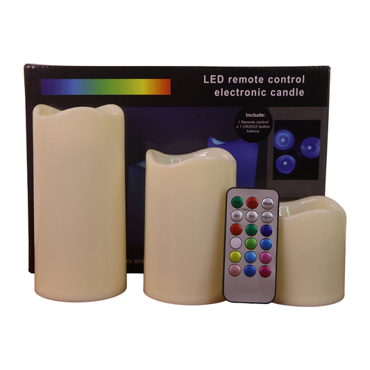 Wukusy premium 3-piece LED flameless candle set with remote control, home decor, warm flickering light, and realistic candle design.