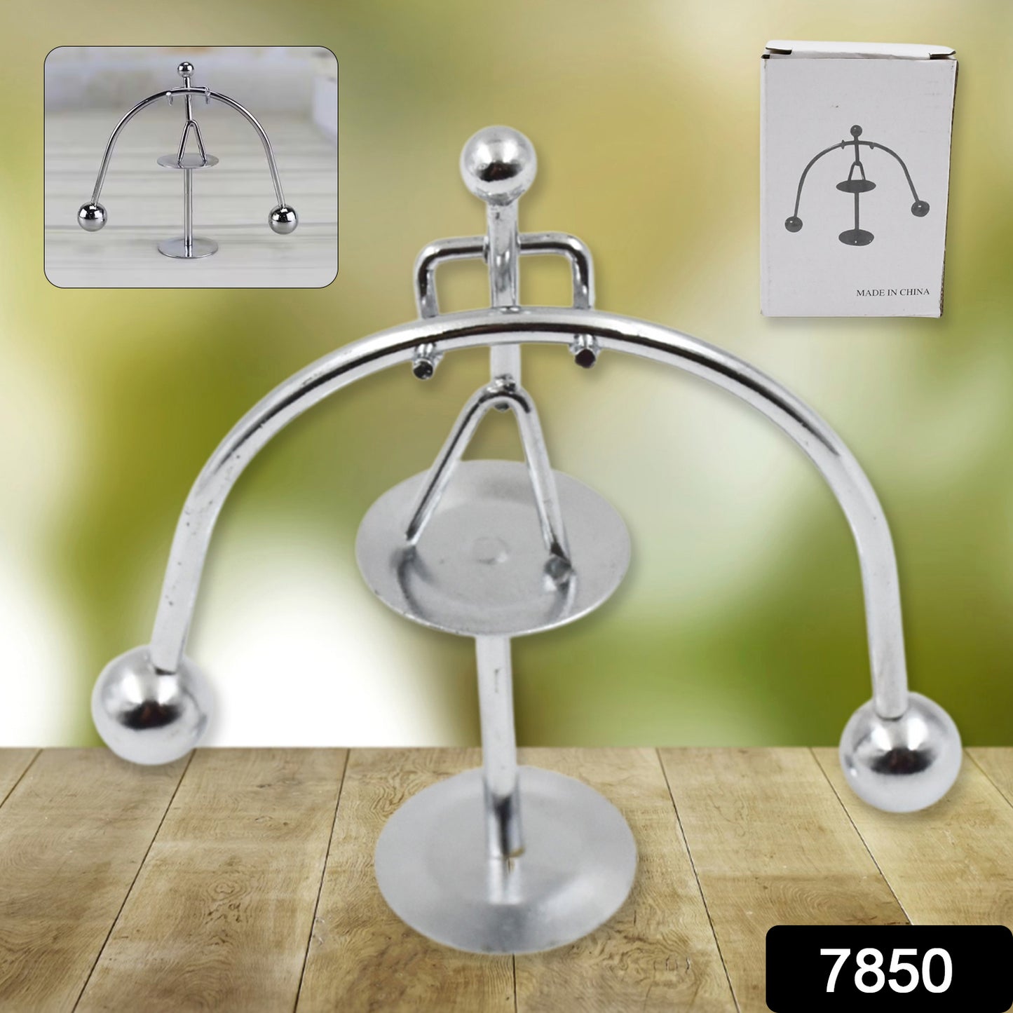 Mini steel balance toy by Wukusy featuring a small metal weightlifter figurine for desk decor and educational display.