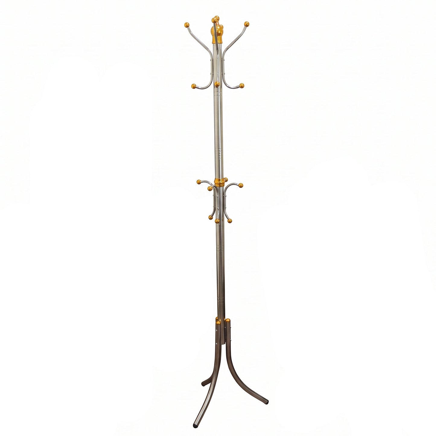Wukusy metal floor-standing coat rack with multiple hooks for hanging clothes and accessories, sturdy and versatile clothing stand