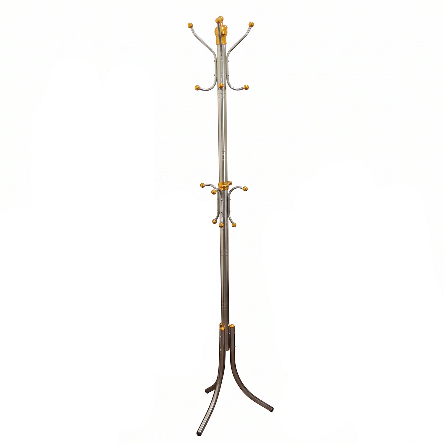 Wukusy metal floor-standing coat rack with multiple hooks for hanging clothes and accessories, sturdy and versatile clothing stand