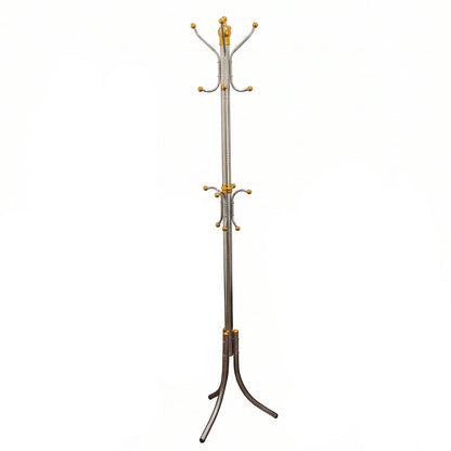 Wukusy metal floor-standing coat rack with multiple hooks for hanging clothes and accessories, sturdy and versatile clothing stand