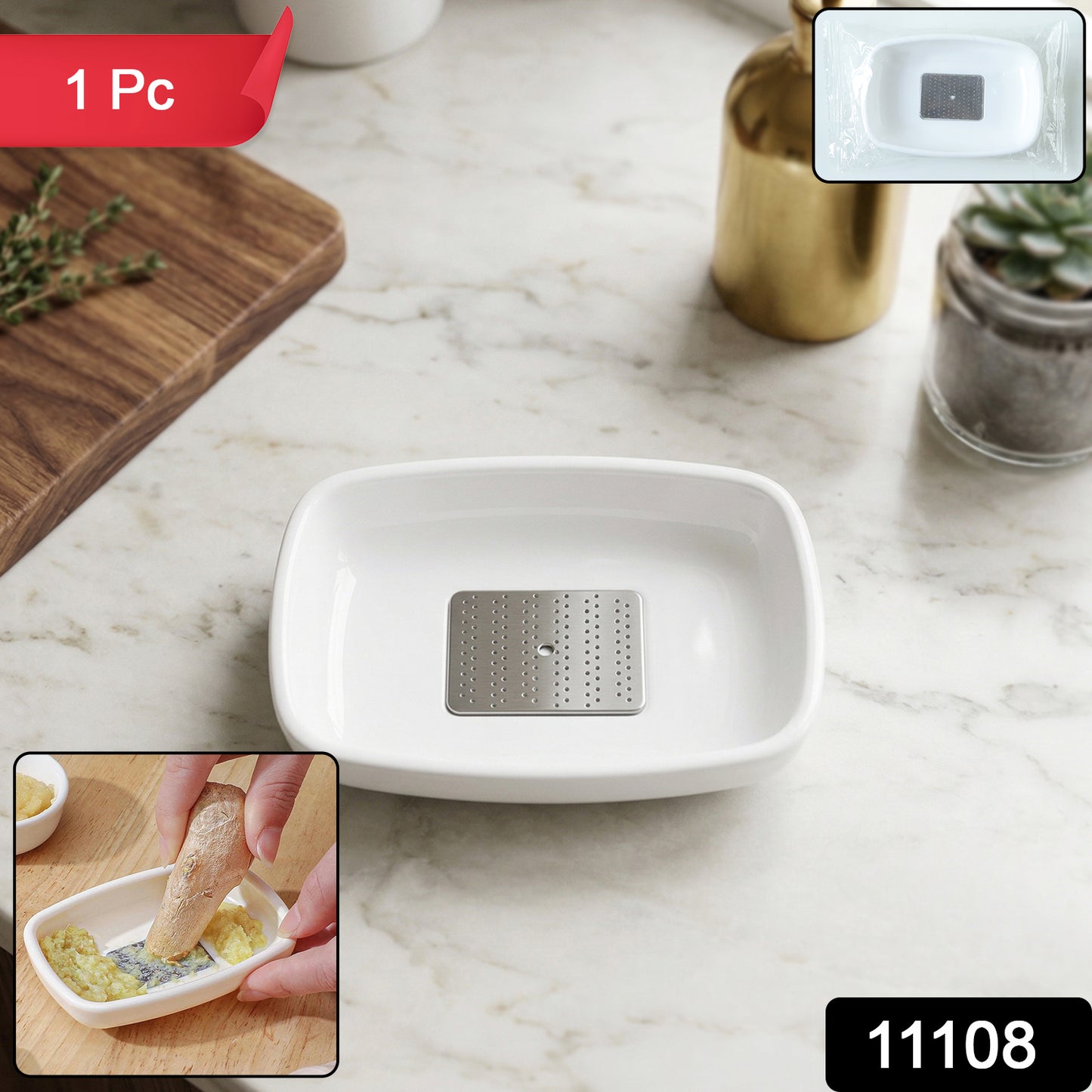 Wukusy multipurpose garlic and ginger grinding plate for efficient crushing and grinding of spices and herbs.