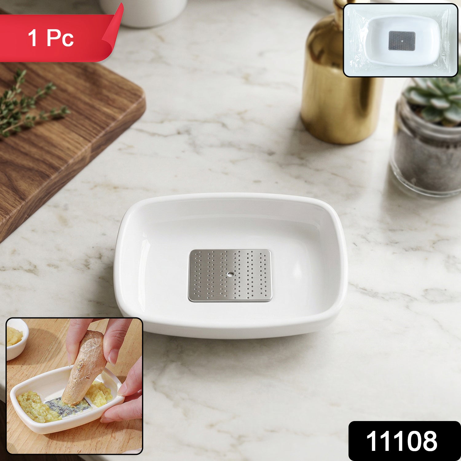 Wukusy multipurpose garlic and ginger grinding plate for efficient crushing and grinding of spices and herbs.