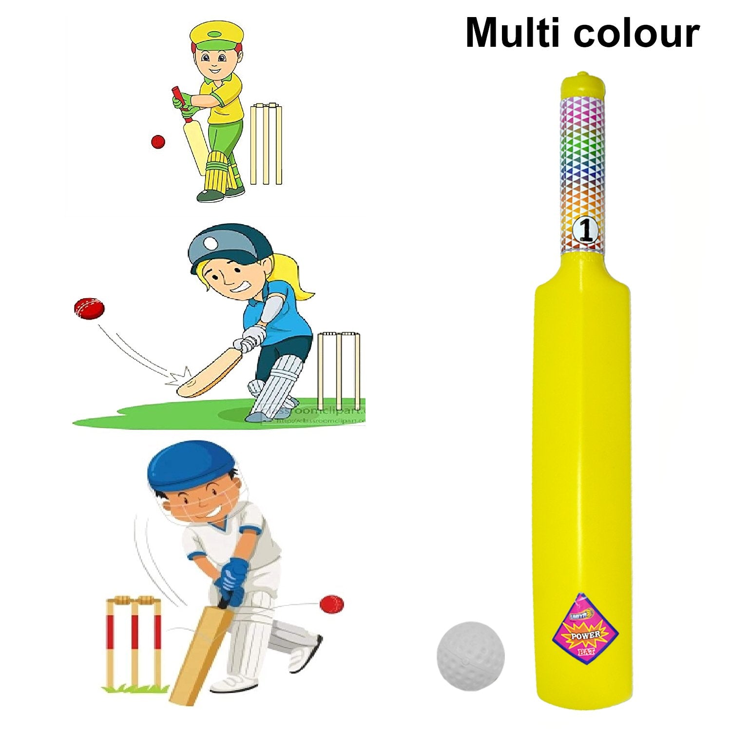 Wukusy plastic cricket bat and ball set for boys and girls, colorful toy cricket equipment for outdoor play