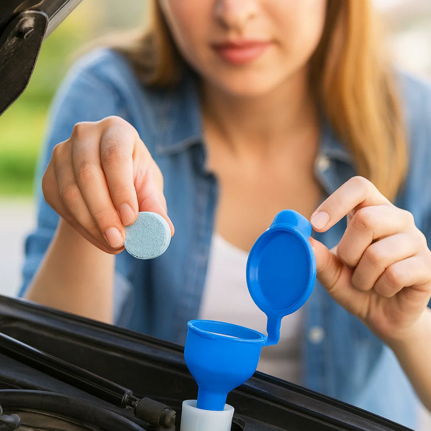 Set of 10 Wukusy car wiper detergent effervescent tablets in a clear pack, ready for cleaning windshield wipers.