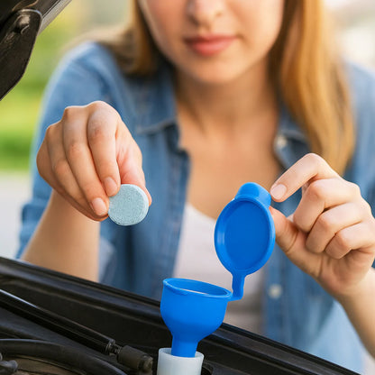 Set of 10 Wukusy car wiper detergent effervescent tablets in a clear pack, ready for cleaning windshield wipers.