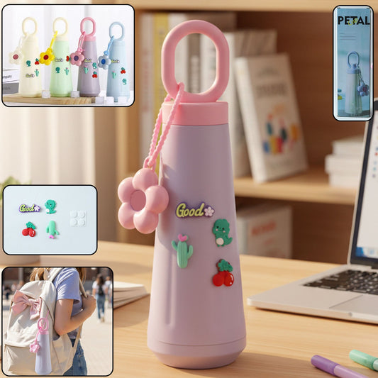 Cute Wukusy 450ml portable water bottle, compact and eco-friendly, with a colorful design for on-the-go hydration.