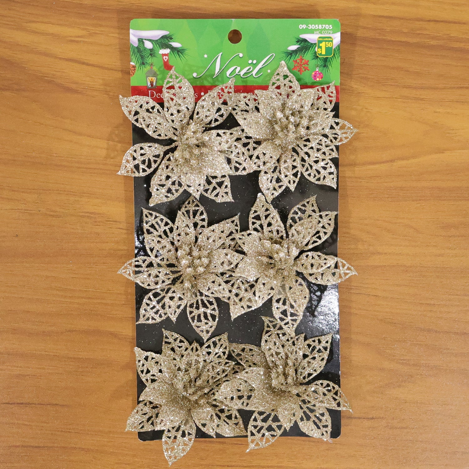 Six colorful glitter flower hair clips from Wukusy, arranged in a mix of vibrant colors on a neutral background.