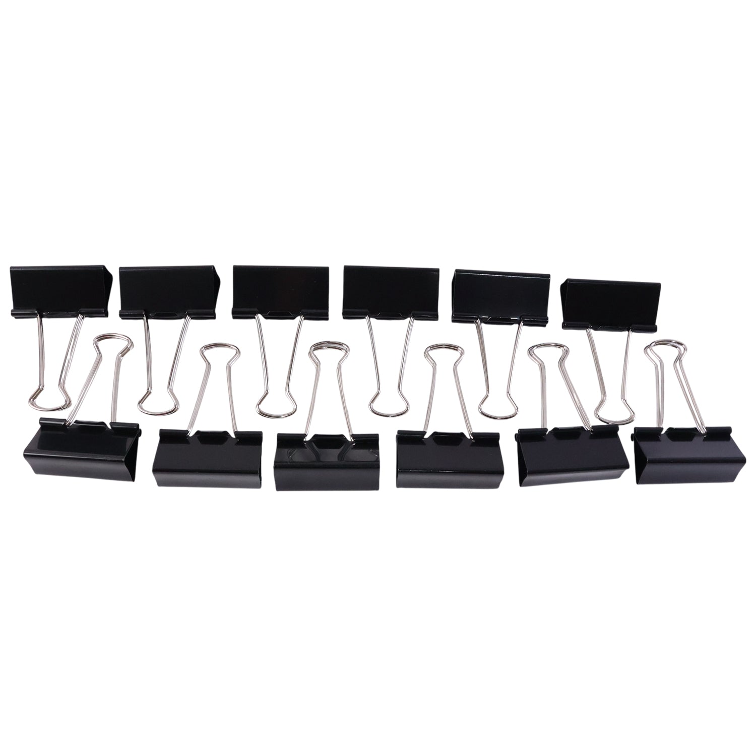 Set of 12 black 25mm binder clips from Wukusy, showing metal handles and compact clip design on a white background.
