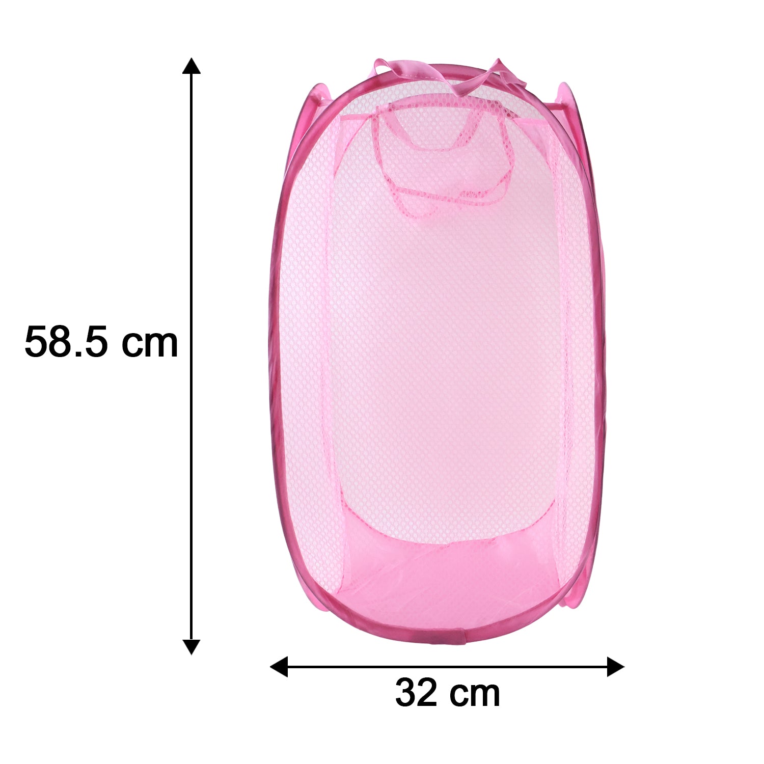 Lightweight Wukusy foldable mesh laundry basket with 32x32x58cm size, featuring breathable mesh and sturdy handles for easy carrying.