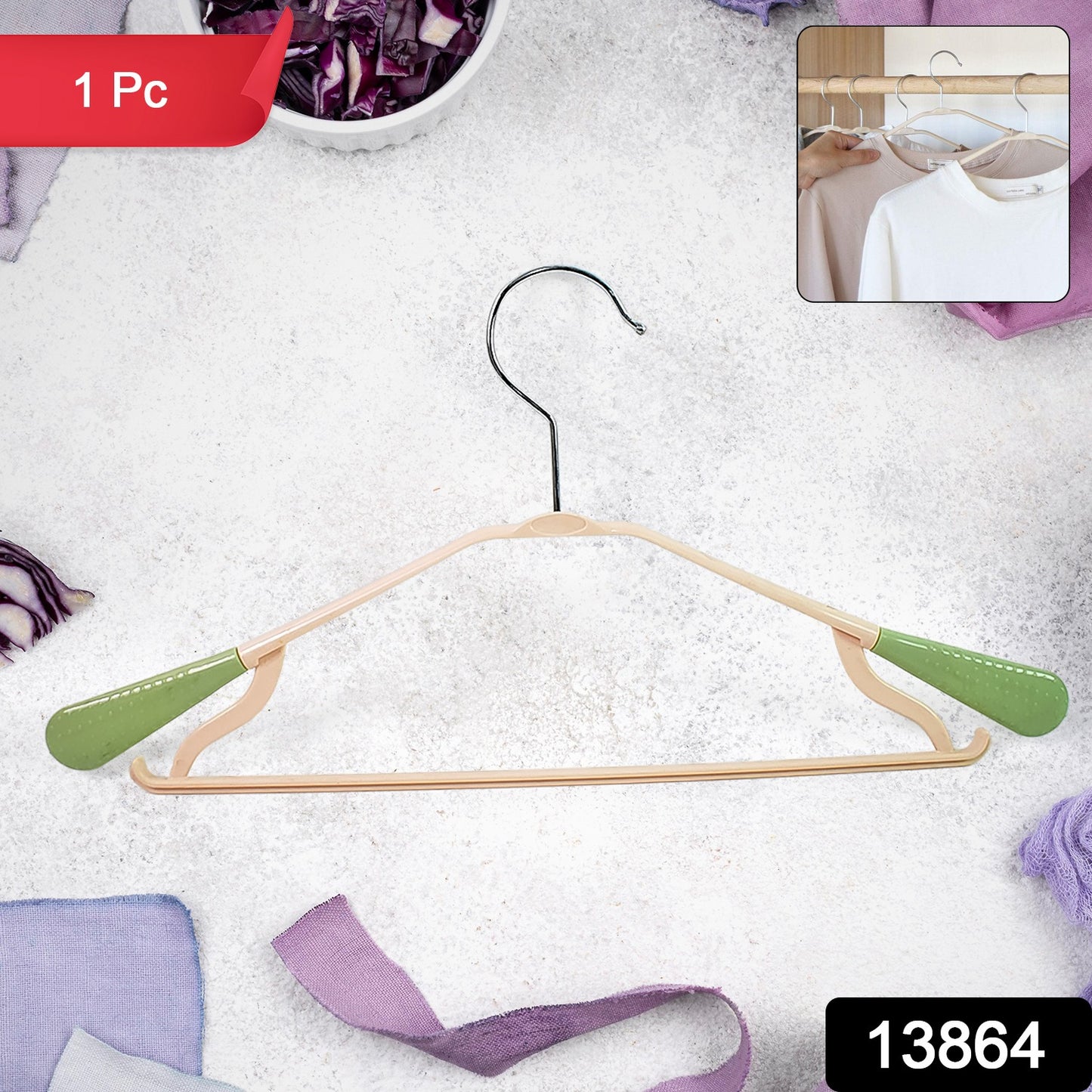 Wukusy PP cloth hanger with zinc-plated steel hook, single home improvement clothes hanger for organizing garments.