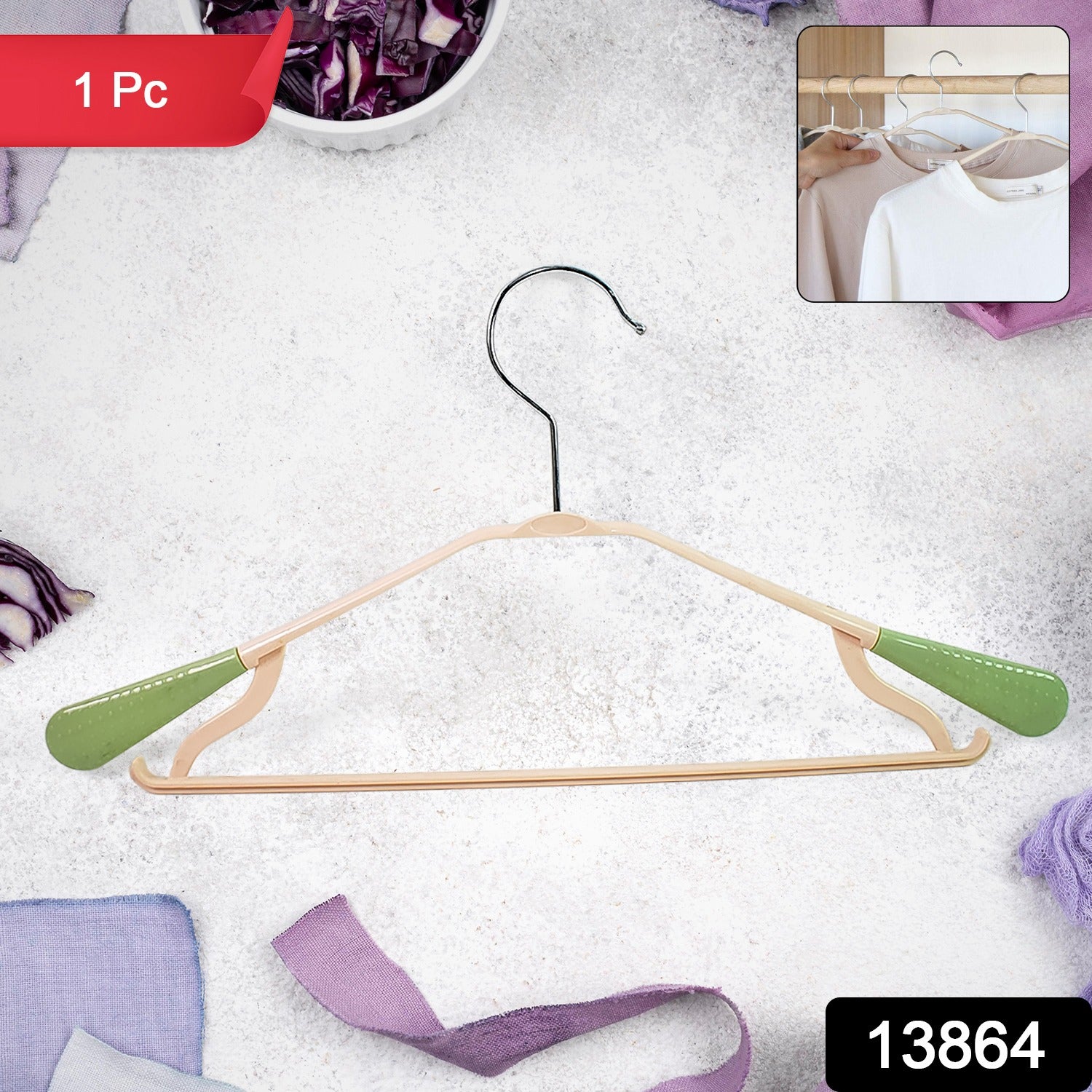 Wukusy PP cloth hanger with zinc-plated steel hook, single home improvement clothes hanger for organizing garments.