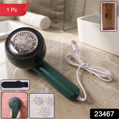 Wukusy electric lint remover with cleaning brush, handheld device for removing lint and fuzz from clothing and fabrics.
