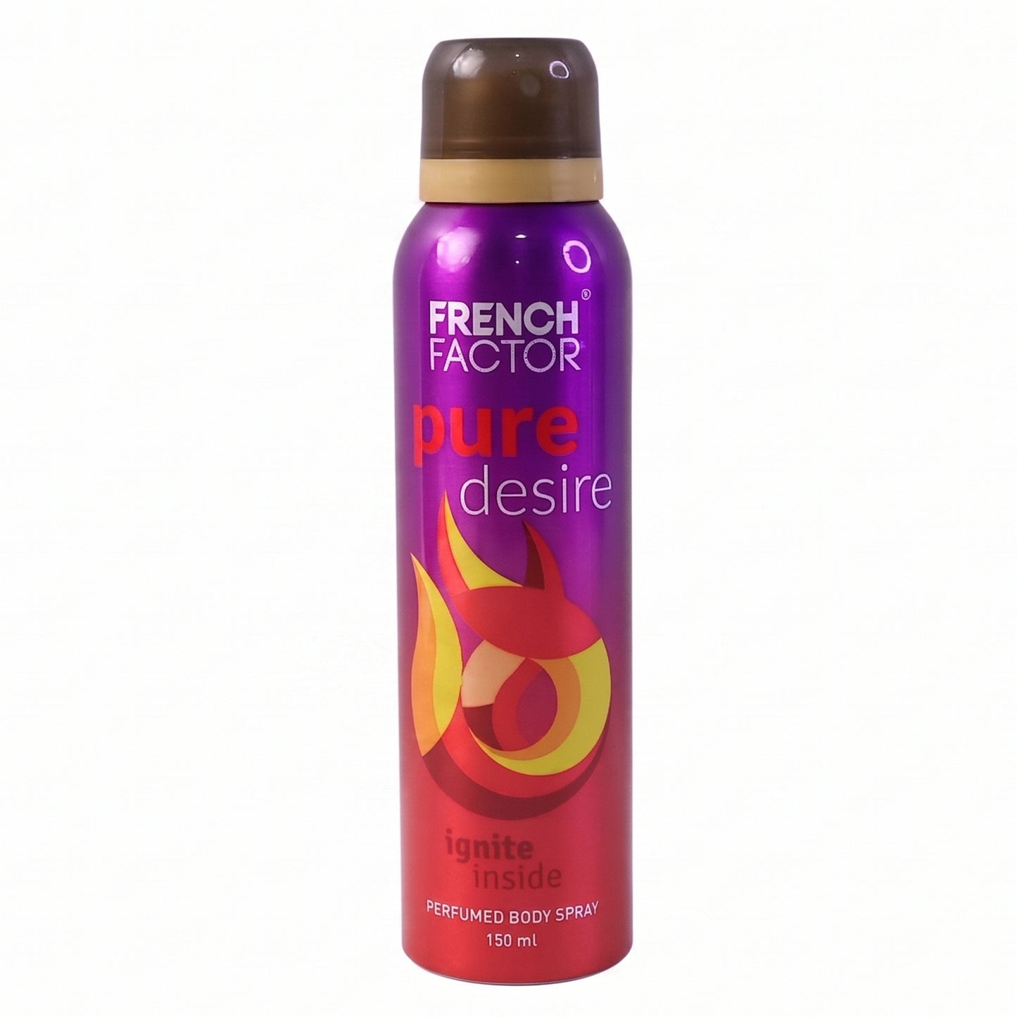 Wukusy French Factor Pure Desire perfumed body spray bottle, 150ml, with elegant packaging and floral scent accents.