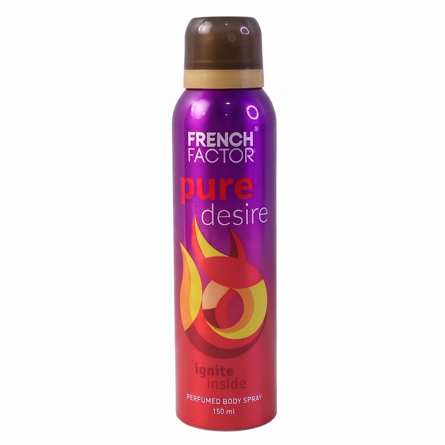 Wukusy French Factor Pure Desire perfumed body spray bottle, 150ml, with elegant packaging and floral scent accents.