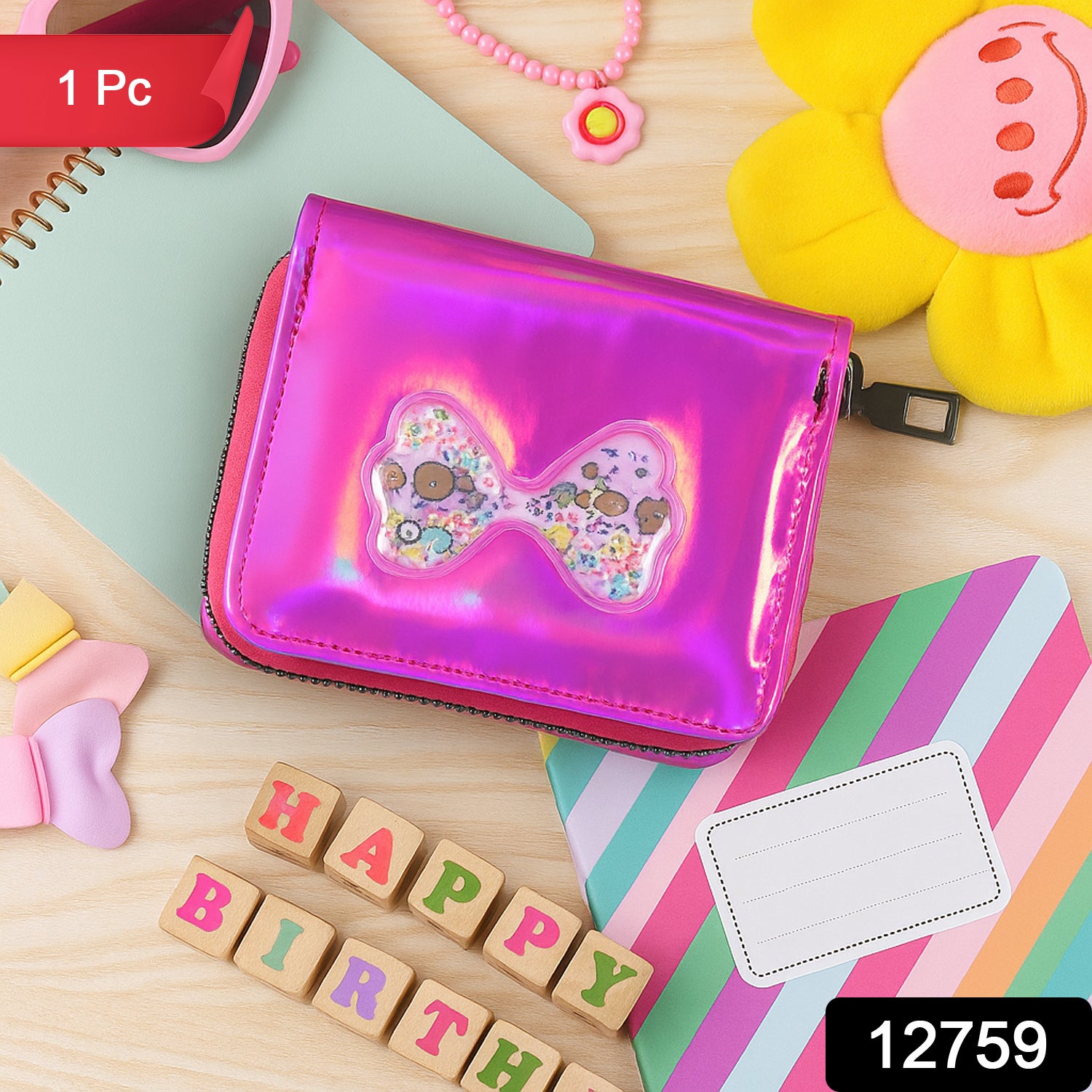 Colorful kids travel wallet by Wukusy featuring multiple compartments and playful design for children.