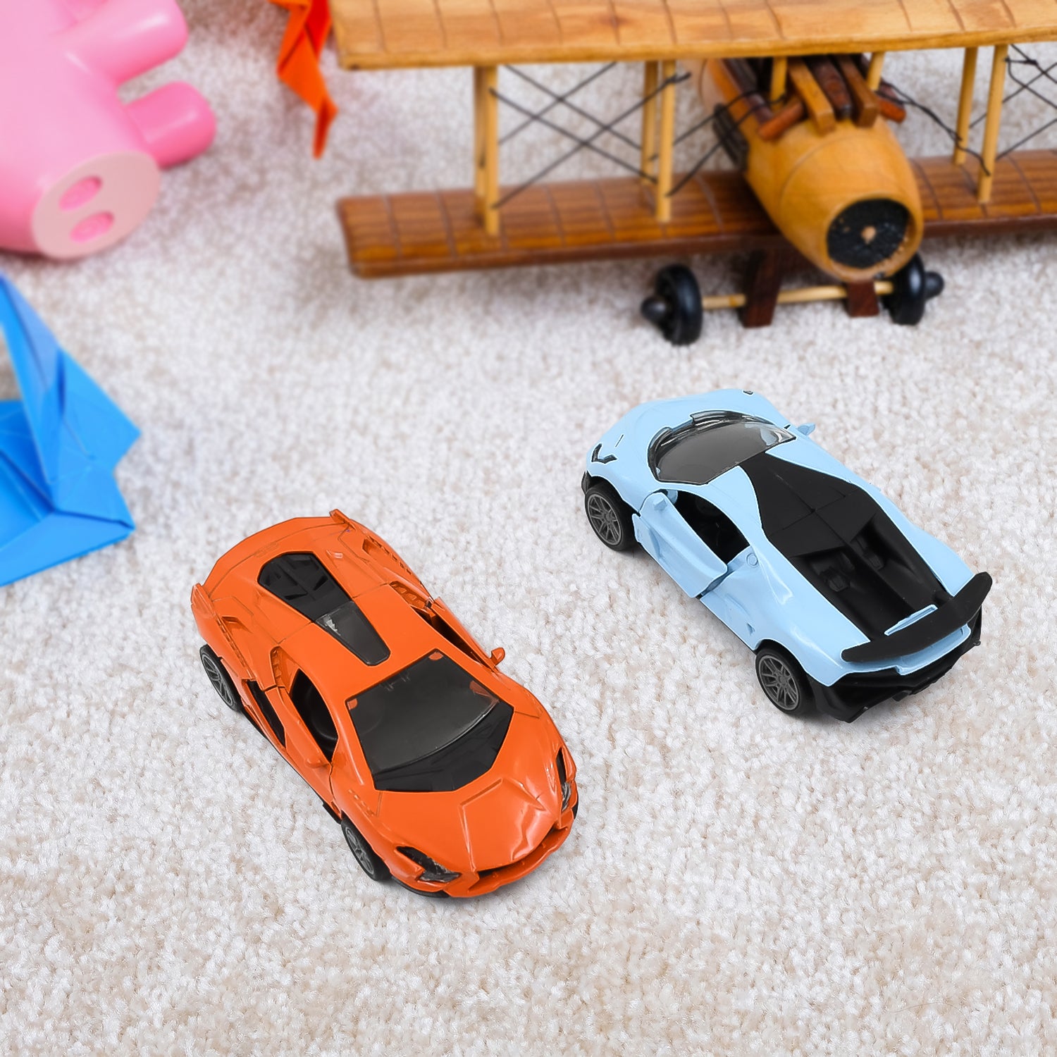 Colorful mini Wukusy pull back toy car for kids, featuring a vibrant mixed color design and compact size.