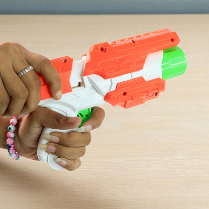 Wukusy Z Master toy gun with foam bullets, compact shooting toy for kids, held in hand with foam ammo ready for play