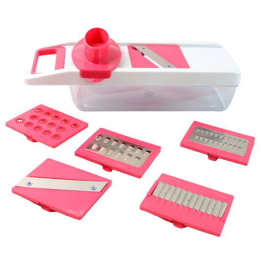 Wukusy 6-in-1 vegetable slicer, grater, and chopper set with multiple blades for versatile home kitchen food prep.